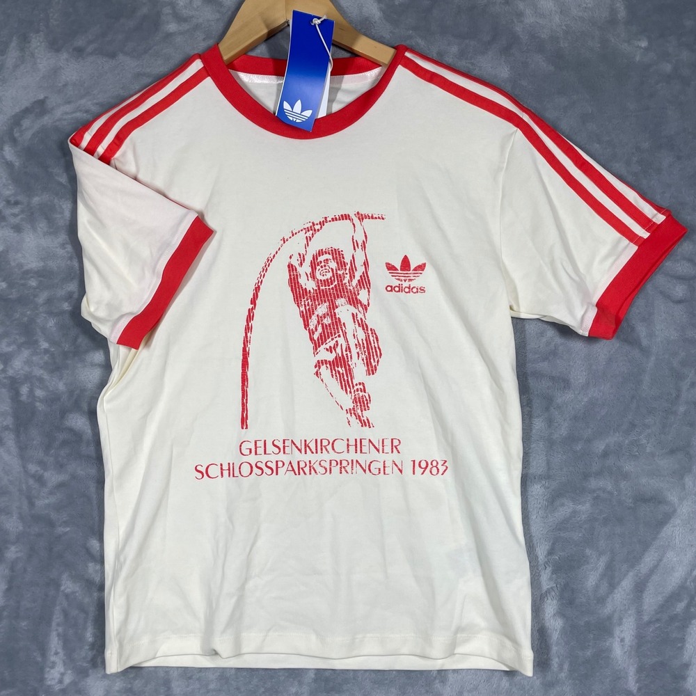 Adidas Originals 1983 Archive Series Ringer Tee Cream Red Womens XS JY2846 NEW - Picture 2 of 9